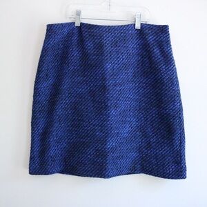 LOFT Blue and Black Tweed Short A-Line Skirt